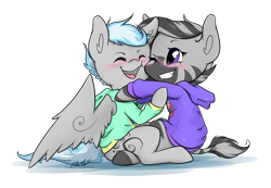 Size: 2272x1571 | Tagged: safe, artist:midnightpremiere, imported from derpibooru, oc, oc only, oc:joey, oc:zuri, zebra, cute, hug