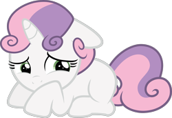 Size: 4500x3069 | Tagged: safe, artist:slb94, imported from derpibooru, sweetie belle, pony, unicorn, sisterhooves social, cute, diasweetes, female, filly, floppy ears, foal, kitty belle, looking away, sad, sadorable, simple background, solo, transparent background, vector