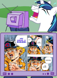 Size: 560x762 | Tagged: safe, imported from derpibooru, shining armor, pony, emporio alnino, exploitable meme, jojo's bizarre adventure, meme, obligatory pony, stone ocean, tv meme