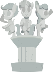 Size: 3001x4051 | Tagged: safe, artist:cloudy glow, artist:cloudyglow, imported from derpibooru, apple bloom, scootaloo, sweetie belle, pony, forever filly, cutie mark crusaders, simple background, statue, transparent background, vector