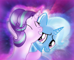 Size: 900x735 | Tagged: safe, artist:conniethecasanova, artist:doraemonfan4life, edit, imported from derpibooru, starlight glimmer, trixie, pony, base used, female, lesbian, shipping, startrix