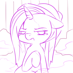 Size: 512x512 | Tagged: safe, artist:grim ponka, imported from derpibooru, starlight glimmer, pony, unicorn, crying, hot springs, wet mane