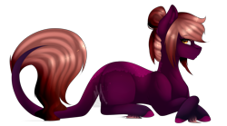 Size: 3475x1929 | Tagged: safe, artist:mauuwde, imported from derpibooru, oc, oc only, oc:sunset star, earth pony, pony, female, mare, prone, simple background, solo, transparent background