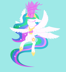 Size: 1024x1119 | Tagged: safe, alternate version, artist:deerbutt, imported from derpibooru, princess celestia, alicorn, pony, seraph, seraphicorn, flying, magic, multiple wings, version 2