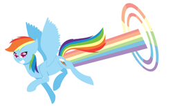 Size: 4272x2616 | Tagged: safe, artist:deerbutt, imported from derpibooru, rainbow dash, pony, female, flying, rainbow, solo