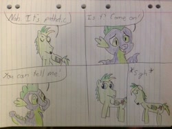 Size: 2592x1936 | Tagged: safe, artist:didgereethebrony, imported from derpibooru, spike, oc, oc:didgeree, dragon, lined paper, traditional art