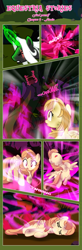 Size: 1919x5837 | Tagged: safe, artist:estories, imported from derpibooru, oc, oc only, oc:alice goldenfeather, oc:möbius, pegasus, pony, unicorn, comic:find yourself, comic, crystal, female, glowing, glowing horn, hirudo, horn, male, mare, scar, stallion