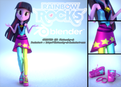 Size: 2661x1920 | Tagged: safe, artist:creatorofpony, artist:efk-san, imported from derpibooru, twilight sparkle, equestria girls, rainbow rocks, 3d, blender, female, poster, rainbow rocks outfit, solo