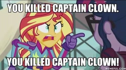 Size: 600x337 | Tagged: safe, edit, edited screencap, imported from derpibooru, screencap, sci-twi, sunset shimmer, twilight sparkle, equestria girls, friendship games, angry, batman the animated series, exploitable meme, image macro, meme, memeful.com, sunset yells at twilight, the joker