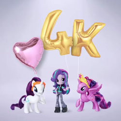 Size: 640x640 | Tagged: safe, imported from derpibooru, rarity, starlight glimmer, twilight sparkle, alicorn, pony, unicorn, equestria girls, balloon, doll, equestria girls minis, irl, official, photo, toy, twilight sparkle (alicorn)