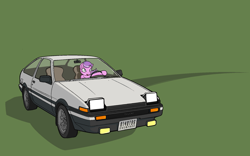 Size: 1920x1200 | Tagged: safe, artist:darkdoomer, derpibooru exclusive, imported from derpibooru, diamond tiara, pony, car, drifting, driving, female, initial d, mare, ms paint, solo, toyota, toyota sprinter trueno [ae86], wallpaper