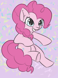 Size: 877x1185 | Tagged: safe, artist:treekickerdraws, imported from derpibooru, pinkie pie, pony, confetti, cute, female, mare, solo