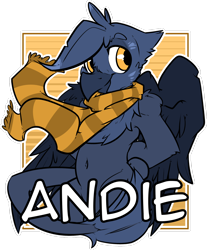 Size: 1280x1546 | Tagged: safe, artist:bbsartboutique, imported from derpibooru, oc, oc only, oc:andiethebirb, griffon, badge, con badge, male, solo