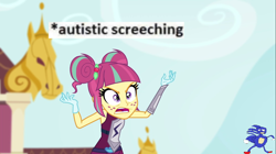 Size: 1100x618 | Tagged: safe, edit, edited screencap, imported from derpibooru, screencap, sour sweet, equestria girls, friendship games, angry, autistic screeching, female, freckles, male, meme, sanic, solo, sonic the hedgehog, sonic the hedgehog (series)