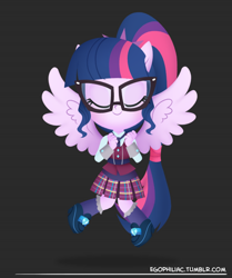 Size: 790x946 | Tagged: safe, artist:egophiliac, imported from derpibooru, sci-twi, twilight sparkle, equestria girls, chibi, clothes, crystal prep academy uniform, cute, eyes closed, female, ponied up, school uniform, scitwilicorn, solo, twiabetes