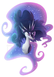 Size: 1299x1868 | Tagged: safe, artist:monogy, imported from derpibooru, princess cadance, princess celestia, princess luna, twilight sparkle, oc, oc:dianisis cibele, alicorn, pony, bust, empress, ethereal mane, female, fusion, goddess, mare, multiple eyes, multiple horns, portrait, simple background, solo, transparent background, twilight sparkle (alicorn)