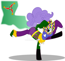 Size: 1024x963 | Tagged: safe, artist:mlp-trailgrazer, imported from derpibooru, oc, oc only, oc:mardi gras, pony, jester, louisiana, male, simple background, solo, stallion, transparent background, watermark