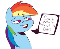 Size: 850x700 | Tagged: safe, artist:suxt0hax, imported from derpibooru, rainbow dash, pegasus, pony, /mlp/, 4chan, dialogue, drawthread, female, open mouth, simple background, solo, speech bubble, transparent background, vulgar