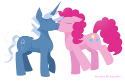 Size: 2668x1720 | Tagged: safe, artist:animadrawsart, imported from derpibooru, pinkie pie, pokey pierce, pony, eyes closed, female, kissing, male, pokeypie, shipping, simple background, straight, transparent background