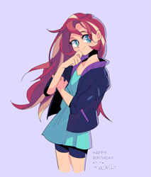 Size: 705x826 | Tagged: safe, artist:dusty-munji, imported from derpibooru, sunset shimmer, equestria girls, clothes, cute, female, looking at you, shorts, smiling, solo