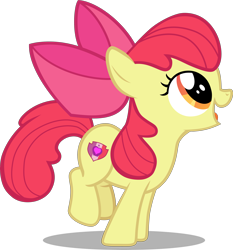 Size: 3720x4000 | Tagged: safe, artist:hendro107, imported from derpibooru, apple bloom, earth pony, pony, hard to say anything, .svg available, apple bloom's bow, bow, cute, cutie mark, female, filly, hair bow, happy, looking up, open mouth, simple background, solo, the cmc's cutie marks, transparent background, vector