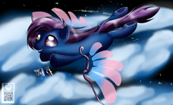 Size: 1400x850 | Tagged: safe, artist:elmutanto, imported from derpibooru, oc, oc only, oc:galaxy radiance, original species, brightwing, closed species, flying, male, night, sky, solo