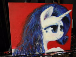 Size: 3648x2736 | Tagged: safe, artist:plotcore, imported from derpibooru, rarity, pony, bust, female, mare, messy mane, painting, portrait, solo, traditional art