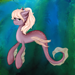 Size: 2000x2000 | Tagged: safe, artist:mailner, imported from derpibooru, oc, oc only, mermaid, merpony, pony, fins, ocean, seaweed, smiling, solo, underwater, water