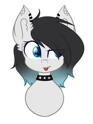 Size: 1076x1440 | Tagged: safe, artist:despotshy, imported from derpibooru, oc, oc only, oc:masha, earth pony, pony, bust, choker, female, mare, portrait, simple background, solo, spiked choker, tongue out, transparent background