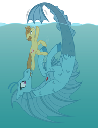 Size: 2000x2600 | Tagged: safe, artist:pinstripe panda, derpibooru exclusive, imported from derpibooru, feather bangs, sonata dusk, earth pony, pony, siren, hard to say anything, asphyxiation, bubble, drowning, duo, fetish, mouth hold, simple background, sirens doing siren things, tail, tail pull, true form, underwater, vector