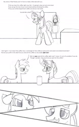 Size: 1312x2119 | Tagged: safe, artist:dsb71013, imported from derpibooru, oc, oc only, oc:night cap, pony, coffee, comic, magic, monochrome, telekinesis