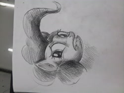 Size: 3264x2448 | Tagged: safe, artist:jchu9151, imported from derpibooru, pinkie pie, pony, bust, female, grayscale, lip bite, monochrome, pencil drawing, portrait, scared, sideways image, solo, traditional art