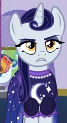 Size: 508x934 | Tagged: safe, imported from derpibooru, screencap, moonlight raven, pony, unicorn, canterlot boutique, clothes, cropped, dress, female, mare, over the moon, solo