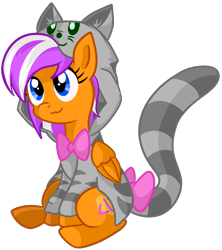 Size: 1657x1865 | Tagged: safe, artist:x-blackpearl-x, imported from derpibooru, oc, oc only, oc:digidrop, pegasus, pony, 2018 community collab, derpibooru community collaboration, :3, animal costume, bowtie, cat costume, cat tail, catface, clothes, costume, cute, necktie, simple background, sitting, smiling, transparent background