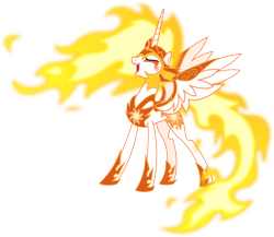 Size: 10305x8936 | Tagged: safe, artist:chrzanek97, imported from derpibooru, daybreaker, pony, a royal problem, absurd resolution, eyes closed, female, fire, get, laughing, mane of fire, simple background, solo, spread wings, transparent background, vector, wings