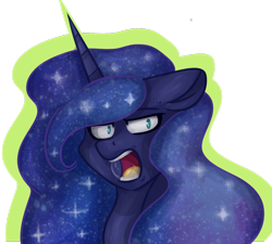 Size: 1024x922 | Tagged: safe, artist:masyaataman, imported from derpibooru, princess luna, pony, bubble, female, floppy ears, frown, majestic as fuck, open mouth, simple background, solo, transparent background