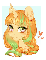 Size: 2316x3000 | Tagged: safe, artist:aphphphphp, imported from derpibooru, oc, oc only, pony, unicorn, bust, female, heart, mare, portrait, solo