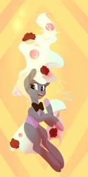 Size: 640x1280 | Tagged: safe, artist:worldlofldreams, imported from derpibooru, oc, oc only, earth pony, pony, bowtie, clothes, flower, flower in hair, happy, rose, smiling, solo, vest