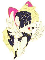 Size: 535x711 | Tagged: safe, imported from derpibooru, songbird serenade, pony, my little pony: the movie, can't see shit, exclusive, female, headworn microphone, san diego comic con, sdcc 2017, sia (singer), simple background, solo, white background