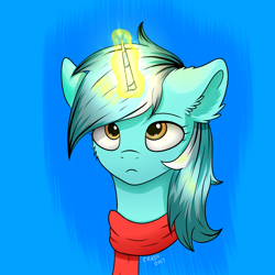 Size: 1024x1024 | Tagged: safe, artist:crash9902, imported from derpibooru, lyra heartstrings, pony, bust, clothes, female, magic, portrait, rcf community, scarf, solo