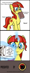 Size: 1500x3600 | Tagged: safe, artist:aaronmk, imported from derpibooru, oc, oc only, oc:lefty pony, pony, unicorn, book, comic, dialogue, freckles, glasses, glowing horn, hegel, magic, magic glow, mouth hold, politics, solo, telekinesis