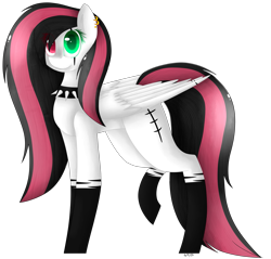 Size: 2817x2697 | Tagged: safe, artist:kawurin, artist:pinkpearlmlp, imported from derpibooru, oc, oc only, oc:emala jiss, pegasus, pony, choker, female, heterochromia, high res, mare, simple background, solo, spiked choker, transparent background