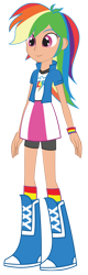 Size: 968x3029 | Tagged: safe, artist:redtriangle, imported from derpibooru, rainbow dash, equestria girls, boots, clothes, female, human coloration, shoes, simple background, skirt, socks, solo, striped socks, transparent background