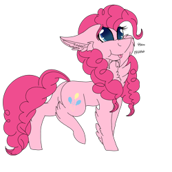 Size: 2560x2560 | Tagged: safe, artist:brokensilence, imported from derpibooru, pinkie pie, earth pony, pony, cute, diapinkes, digital art, female, fluffy, mlem, pfft, raised leg, raspberry, raspberry noise, scrunchy face, solo, tongue out