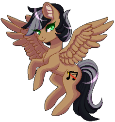 Size: 300x316 | Tagged: safe, artist:cabbage-arts, imported from derpibooru, oc, oc only, oc:artsong, pegasus, pony, commission, commissioner:amazing-artsong, female, pegasus oc, pixel art, rearing, simple background, solo, spread wings, traditional art, transparent background, wings