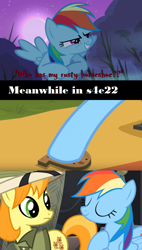 Size: 636x1120 | Tagged: safe, imported from derpibooru, rainbow dash, teddie safari, pony, sleepless in ponyville, trade ya, coincidence