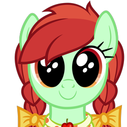 Size: 7000x7000 | Tagged: safe, artist:besttubahorse, imported from derpibooru, candy apples, earth pony, pony, absurd resolution, apple family member, bow, bust, cute, diacandies, female, looking at you, pigtails, simple background, solo, transparent background, vector