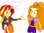 Size: 2048x1536 | Tagged: safe, artist:joshstacy, imported from derpibooru, adagio dazzle, sunset shimmer, equestria girls, rainbow rocks, cursive writing, duo, grabbing, hand grab, jewelry, simple background, white background