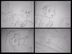 Size: 3437x2618 | Tagged: safe, imported from derpibooru, rainbow dash, pony, comic, monochrome, prisoner rd, sketch, sketch dump, starnger, traditional art