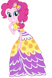 Size: 696x1040 | Tagged: safe, artist:imtailsthefoxfan, imported from derpibooru, pinkie pie, equestria girls, make new friends but keep discord, base used, beautiful, clothes, cute, dress, female, gala dress, grin, happy, simple background, smiling, solo, white background